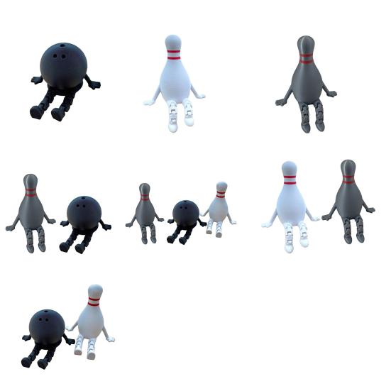 Bowling Buddy Figurine Bowling Ball Ornament with Articulated Legs Mini Bowling Pin Decoration Collectible for Home Shelves Desks Tables Display