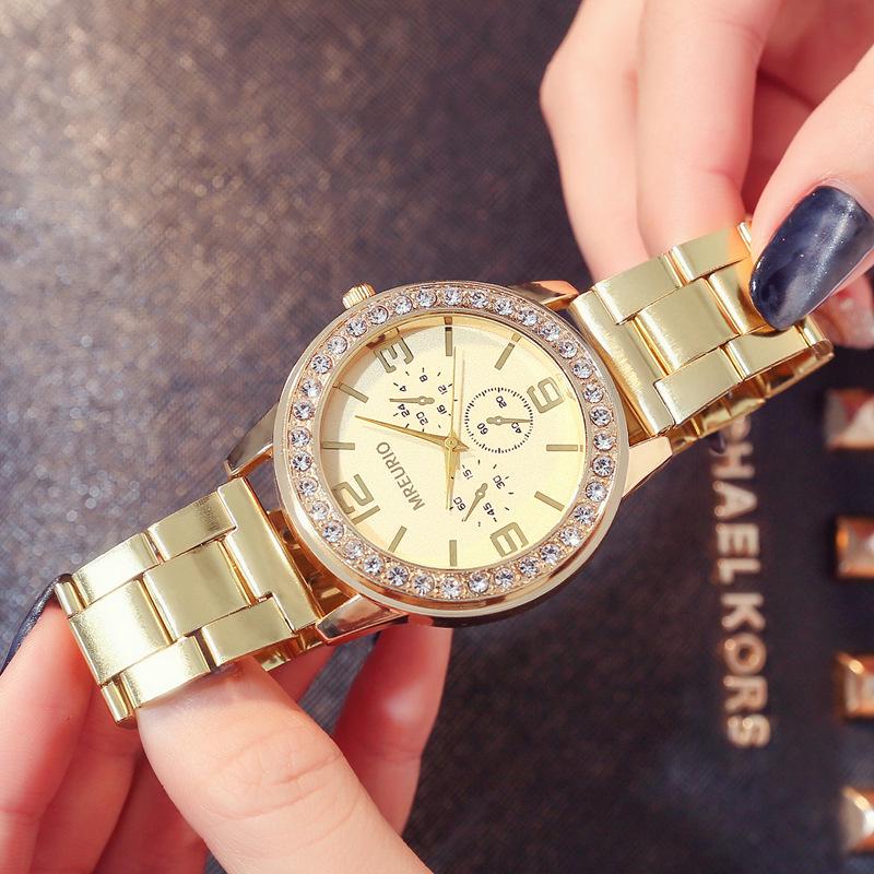 Processing custom export three-eye digital diamond-encrusted large dial women's watch women's watch fashion quartz watch