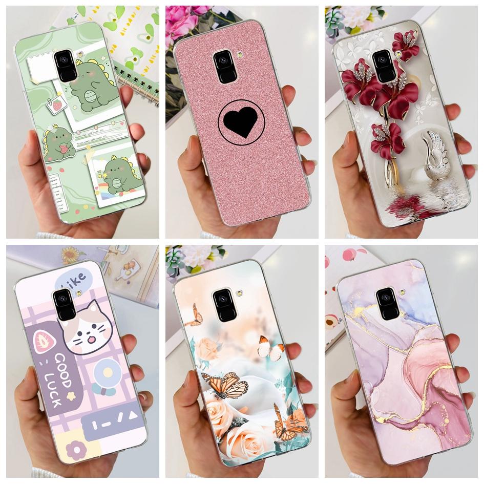 For Samsung A8 2018 Case A8 Plus Cover SM-A530F SM-A730F Fundas Fashion Butterfly Marble Soft Bumper For Samsung A8+ 2018 Hoesje
