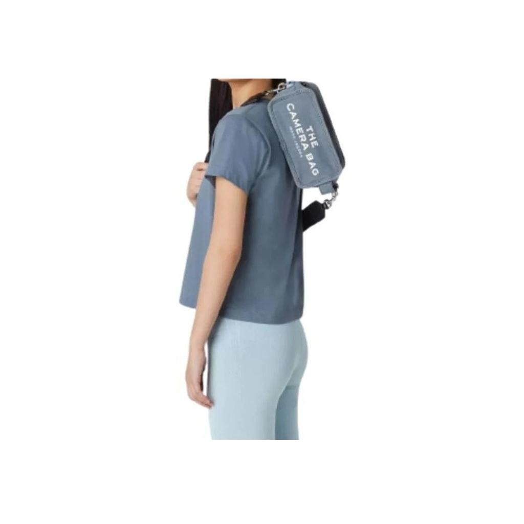 Marc Jacobs Fashion Casual Logo Print Detachable And Adjustable Strap Canvas Shoulder Crossbody Bag Women bags Light-Blue M0017040-481