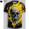 Мужская футболка с желтым принтом черепа, футболки в стиле ретро с графическим принтом, уникальная дизайнерская мужская одежда, мужская футболка с коротким рукавом, топы с принтом черепа
