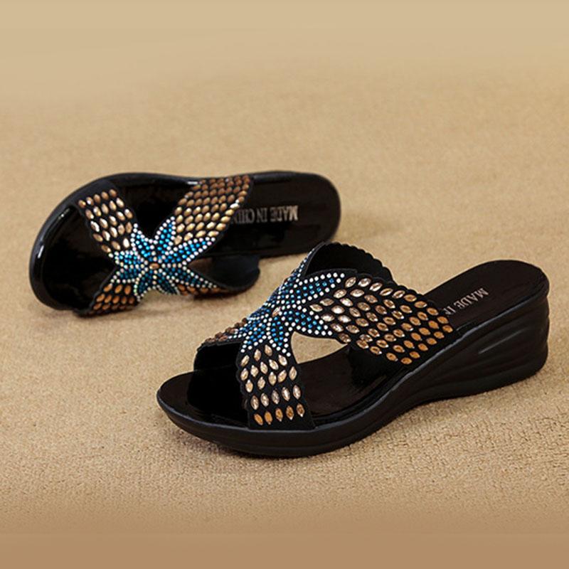 Женские шлепанцы с открытым носком 2024 Лето Женская обувь Женские легкие танкетки Повседневные шлепанцы Женские с мягкой подошвой на низком каблуке Слайды