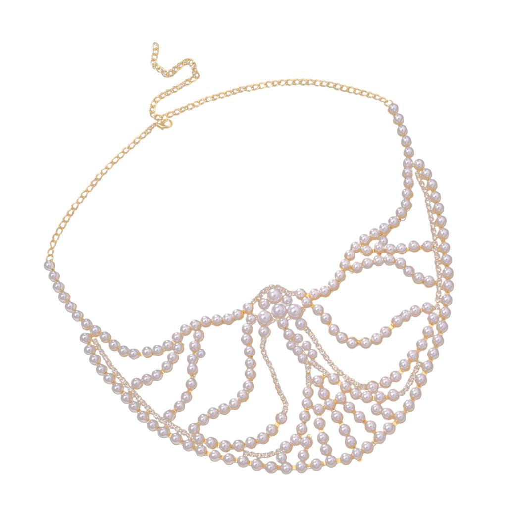 Элегантная полумаска с бусинами, аксессуар для лица, косплей, цепочка для лица, имитация жемчуга, унисекс, модная бижутерия для вечеринок