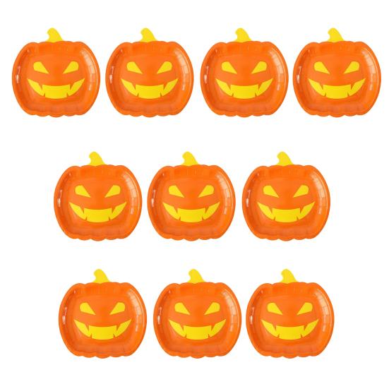 Хэллоуин Тыква Бумажные тарелки Черные Оранжевые Тарелки-гримасы тыквы Одноразовые сервировочные подносы для угощений на Хэллоуин