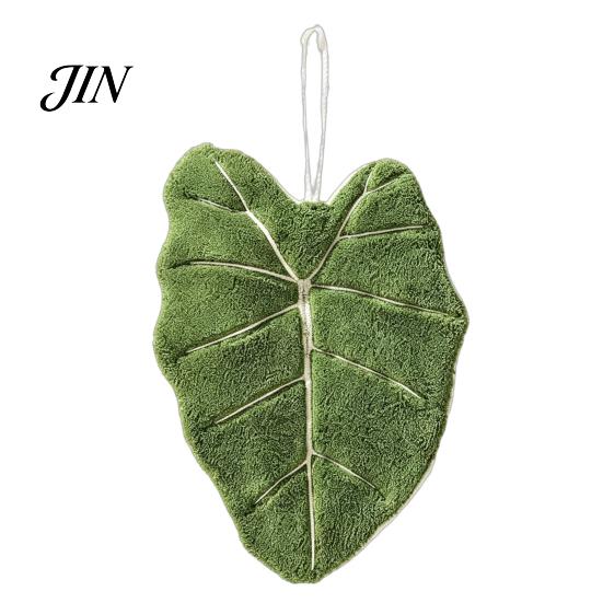 Bathroom Decor Hand Towel Leaf Shape Towel, Soft Absorbent with Hanging Loop, Kitchen Cute Maple Ginkgo Design for Drying Loop