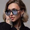 Stylish Blue Lenses Women'S Fashion Glasses - Black Frame Polycarbonate Lenses Perfect for Fashion-Forward Looks