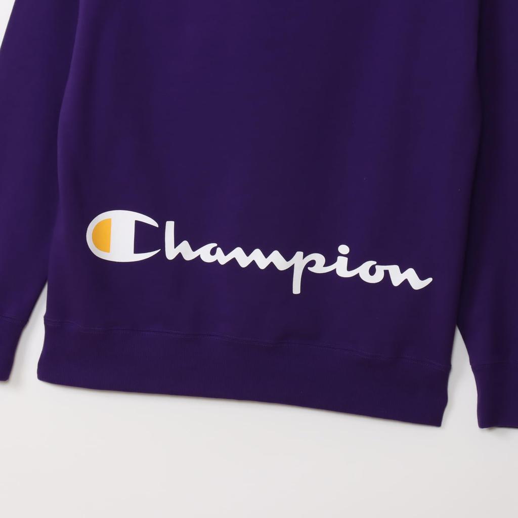 Champion Long Sleeve Cotton USA Script Logo Hooded Deep Size Men's Sweatshirt, Purple, L, C3-A127