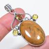 Natural Ocean Jasper, Citrine 925 Sterling Silver Jewelry Pendant 2.48" U4h92