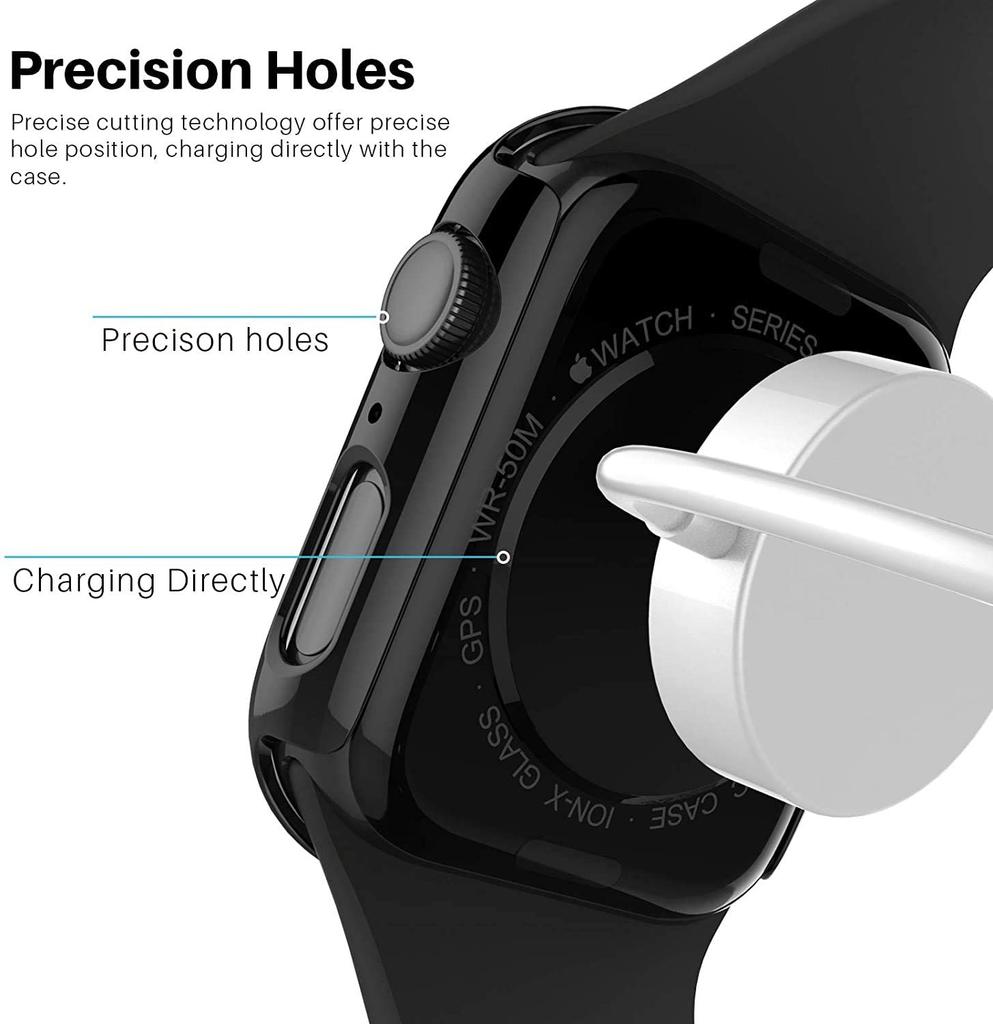 Стекло + чехол для Apple Watch, чехол серии 44/40/41/45/42/38 мм, аксессуар для iWatch, защитная пленка для экрана Apple watch 8 7 6 SE 5 3