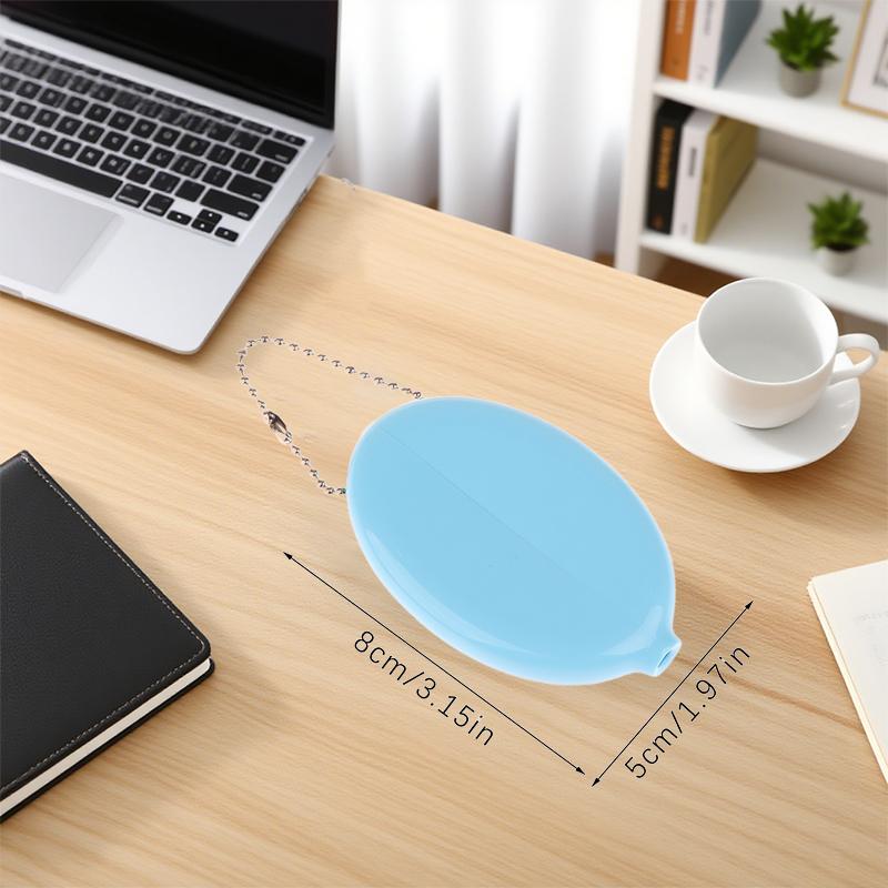 Solid Color PVC Fashion Portable Bag Pendant Small Oval Coin Purse Mini Earrings Rings Storage Box With Chain