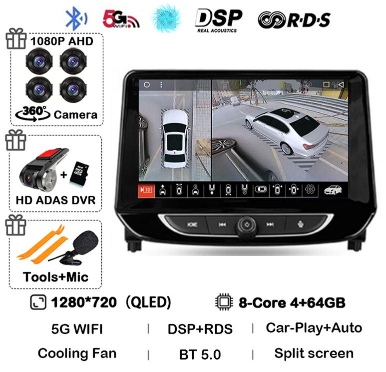 Android 14 Carplay Auto 4G+WIFI автомобильное радио для Chevrolet Tracker 4 2019 2020 2021 2022 Мультимедиа Стерео Видео Плеер GPS Аудио