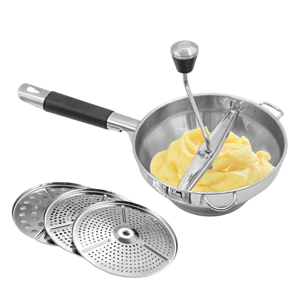 New Potato Masher Ricer Kitchen Tool Food Grade Manual With 3 Replaceable Grinding Discs Shredder For Garlic Fruit Puree Tomato