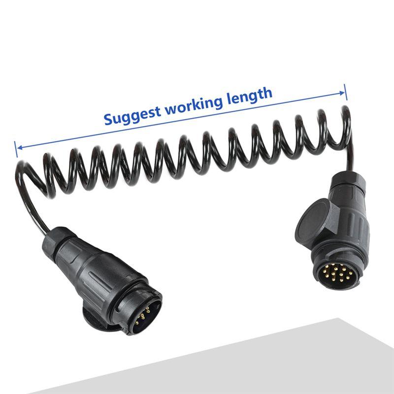 Tow Trailer Extension Cable Lead 13 Pin Connectors- 3 Meter Length, 13 Pin Male To 13 Pin Male, For Caravan Light Board Plugs