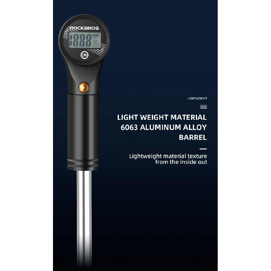 ROCKBROS Велосипедный насос 320PSI Высокое давление Двухтактный Портативный С электронным манометром Накачиватель Аксессуары для MTB Шоссейного велосипеда