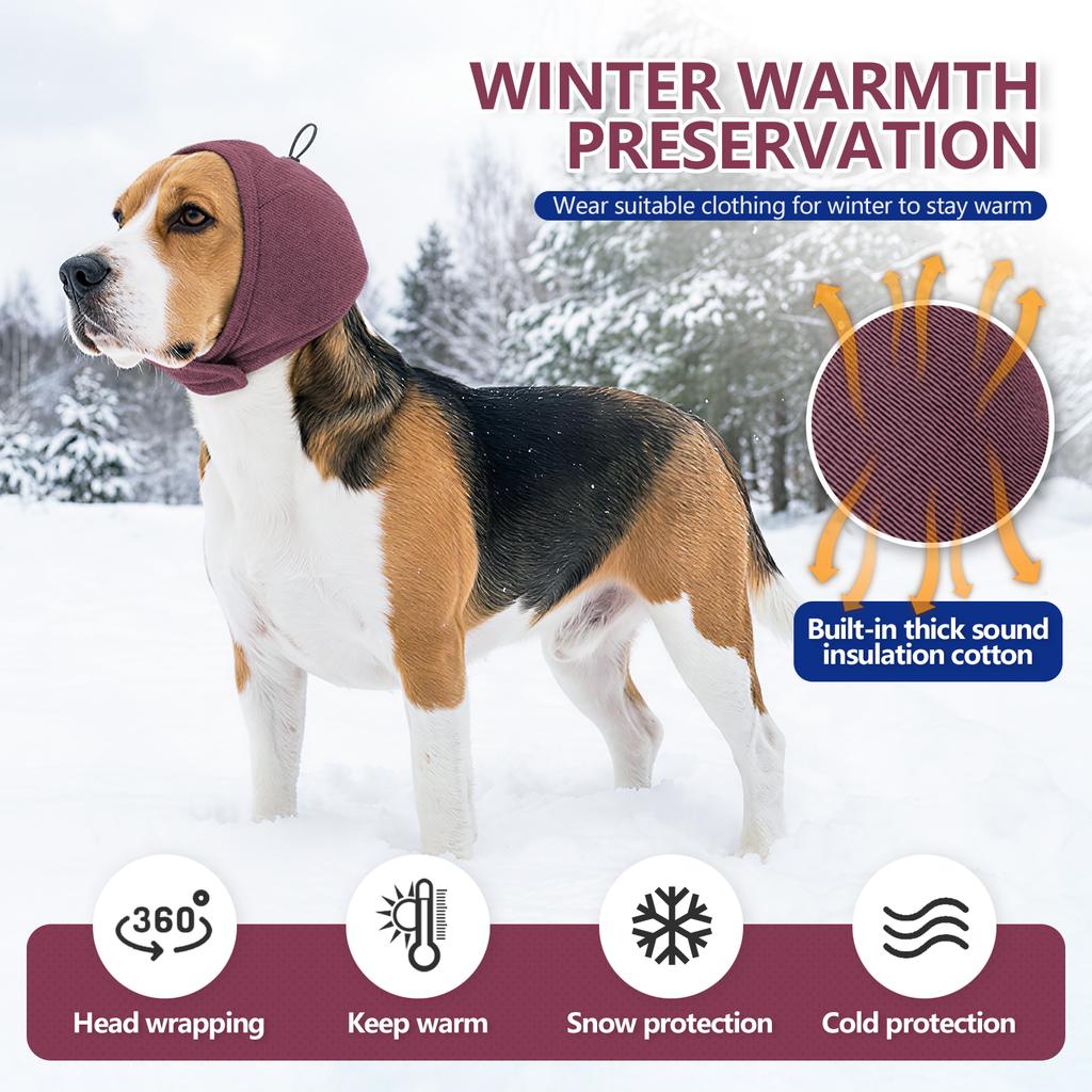 Noise Canceling Dog Calming Snood, Adjustable Anti-Anxiety Pet Ear Wrap for Thunderstorm Fireworks Stress Relief