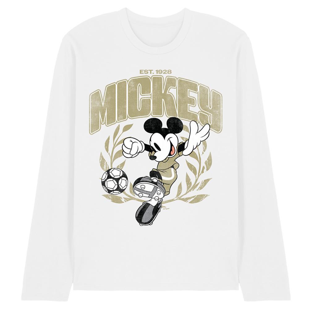 Disney Unisex Adult Mickey Mouse Laurel Football Long-Sleeved T-Shirt