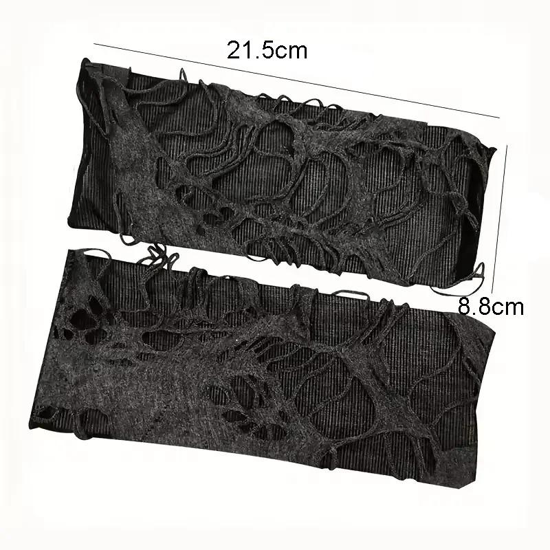 New Hot Sale Fashionable Simple Gothic Fingerless Gloves Unisex Tear Design Stretchy for Party Preparation and Durable Halloween
