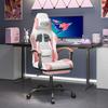 VidaXL Swivel Gaming Chair and Footrest White and Pink Faux Leather, Gaming Throne, Armchair, Reclining Chair, Chair of 349588