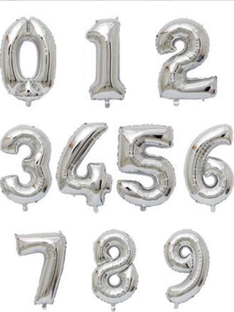 32-Inch Aluminum Foil Number Balloons Gold Silver Birthday Baby One Year Old Decorative Photography Balloons Celebration Supp...