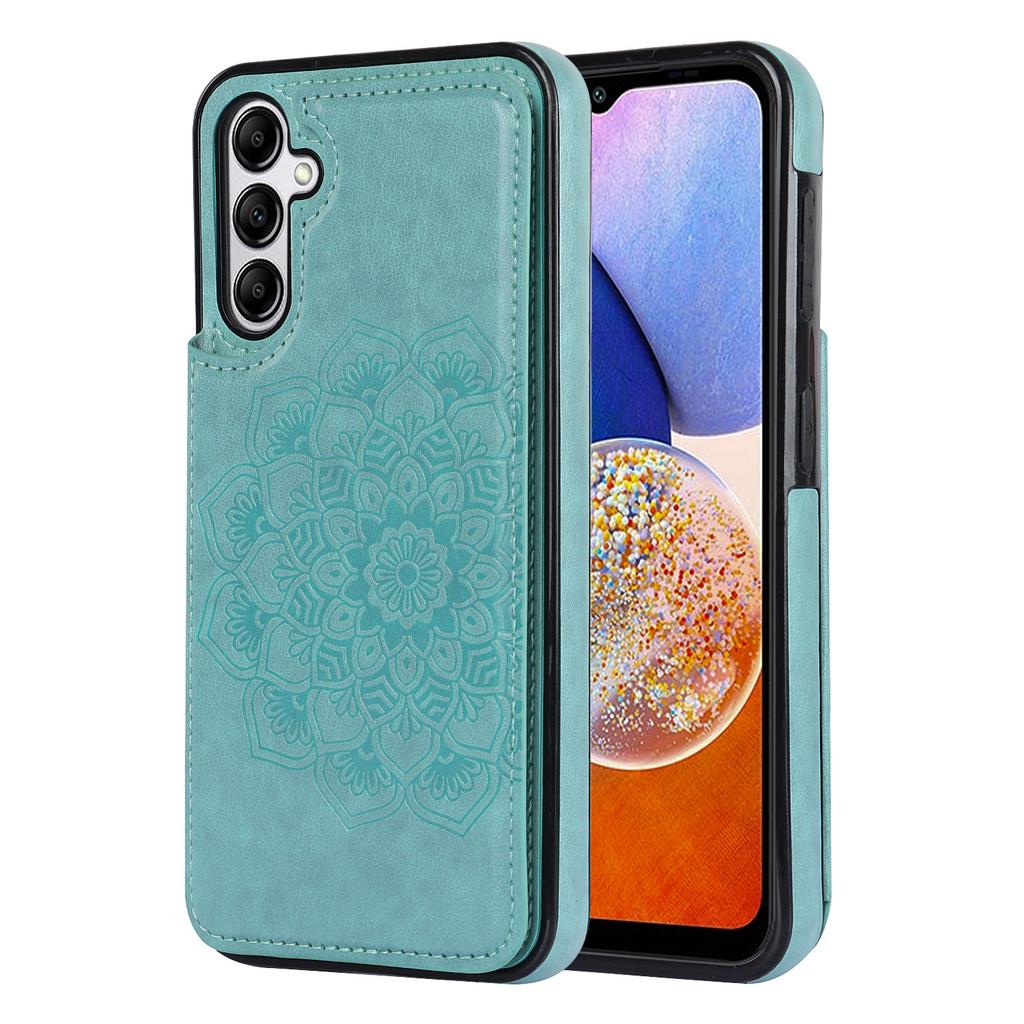 For Samsung Galaxy A15 5G Magnetic Phone Case Imprinted Mandala Flower Card Slots Cover