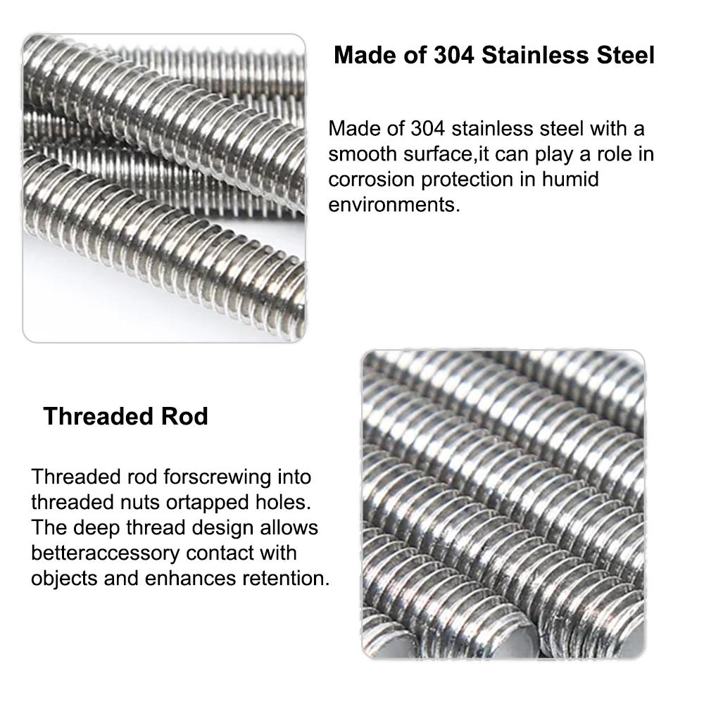 1шт резьбовой стержень 304 нержавеющая сталь винт M2 M2.5 M3 M4 M5 M6 M8 M10 M12 M16 M18 M20