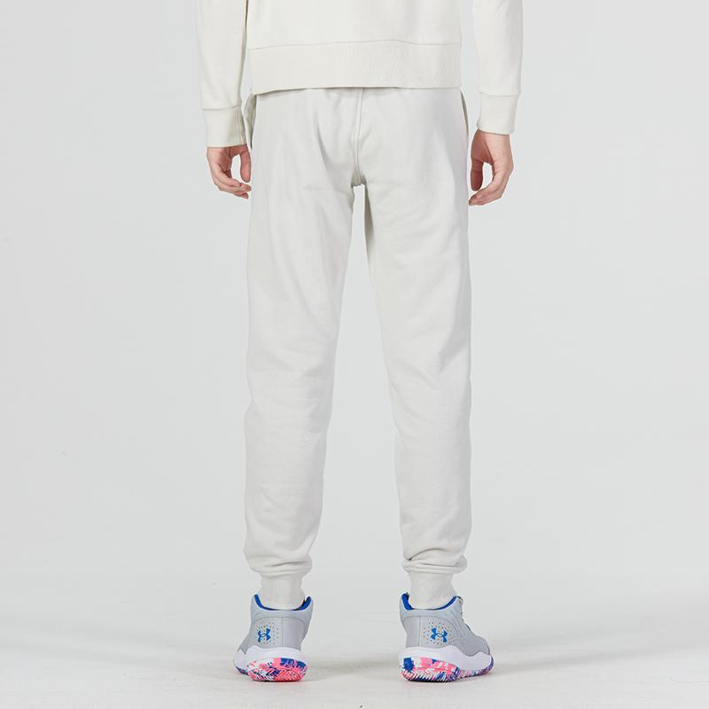 Under Armour Rival Fleece Knitted Sweatpants Men's Beige Thickened Cuffed Pants 1373411-110