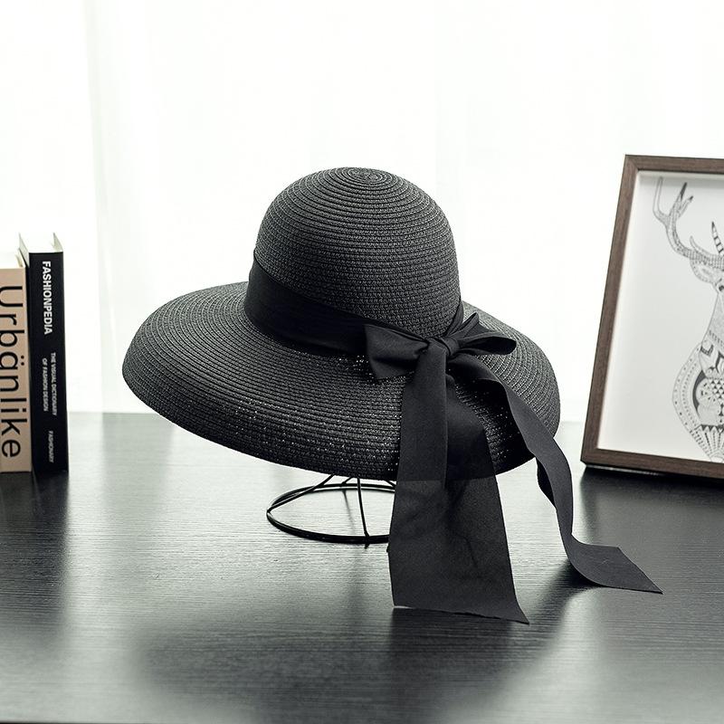 Широкополая шляпа от солнца для женщин - складная пляжная кепка для путешествий с защитой от ультрафиолета, повседневная плетеная шляпа для отдыха на открытом воздухе без перьев