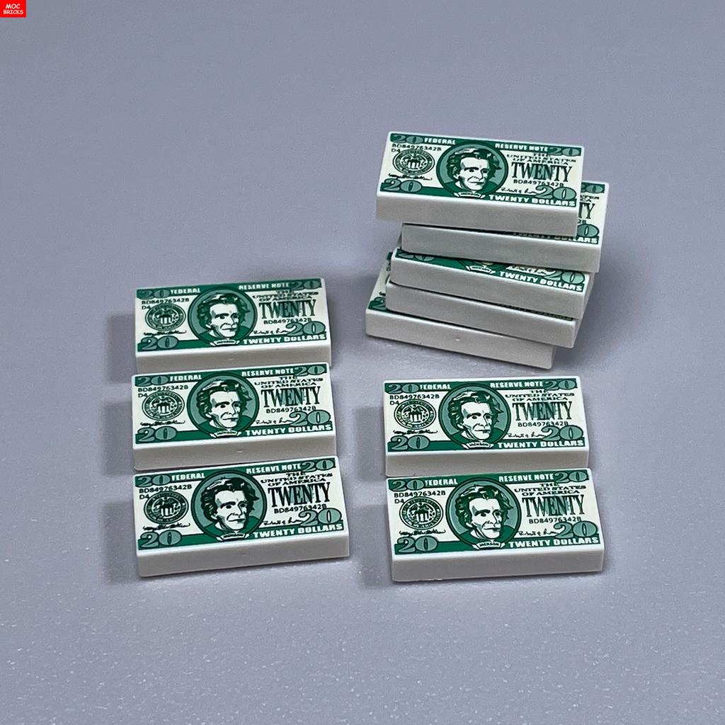 Нетоксичные кубики Moc Город Ужасов Золотой Серебряный Пистолет для Денег Монеты Мешок с Долларами Портфель Фигурка 4 см Аксессуары Полиции Строительный Блок Детские Игрушки