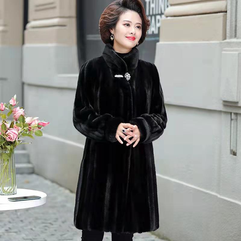 Mink Women's Long Coat Middle-aged and Old-age Foreign Style Mink Coat