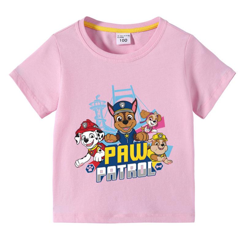 Paw Patrol Kids Clothing Tees Summer Printed Cartoon Fashion Short Sleeve Boys T-shirt Popular Design Children's Tshirt Crewneck