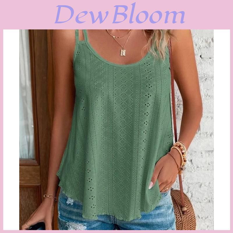 T Shirt Women Sleeveless Knit Tank Top With Round Neck For Casual Streetwear