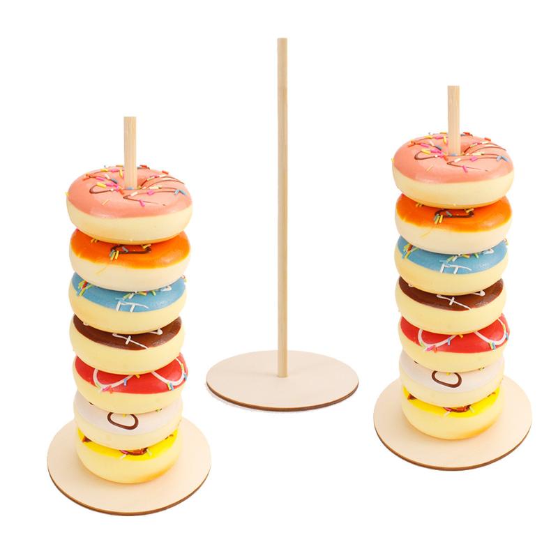 Wooden Doughnut Holder Dessert Display Rack Dim Sum Bread Sales Rack Donut Stand Birthday Party Wedding Table Decoration