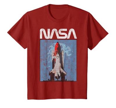 Футболка в стиле плаката с логотипом NASA, шаттлом и ракетой