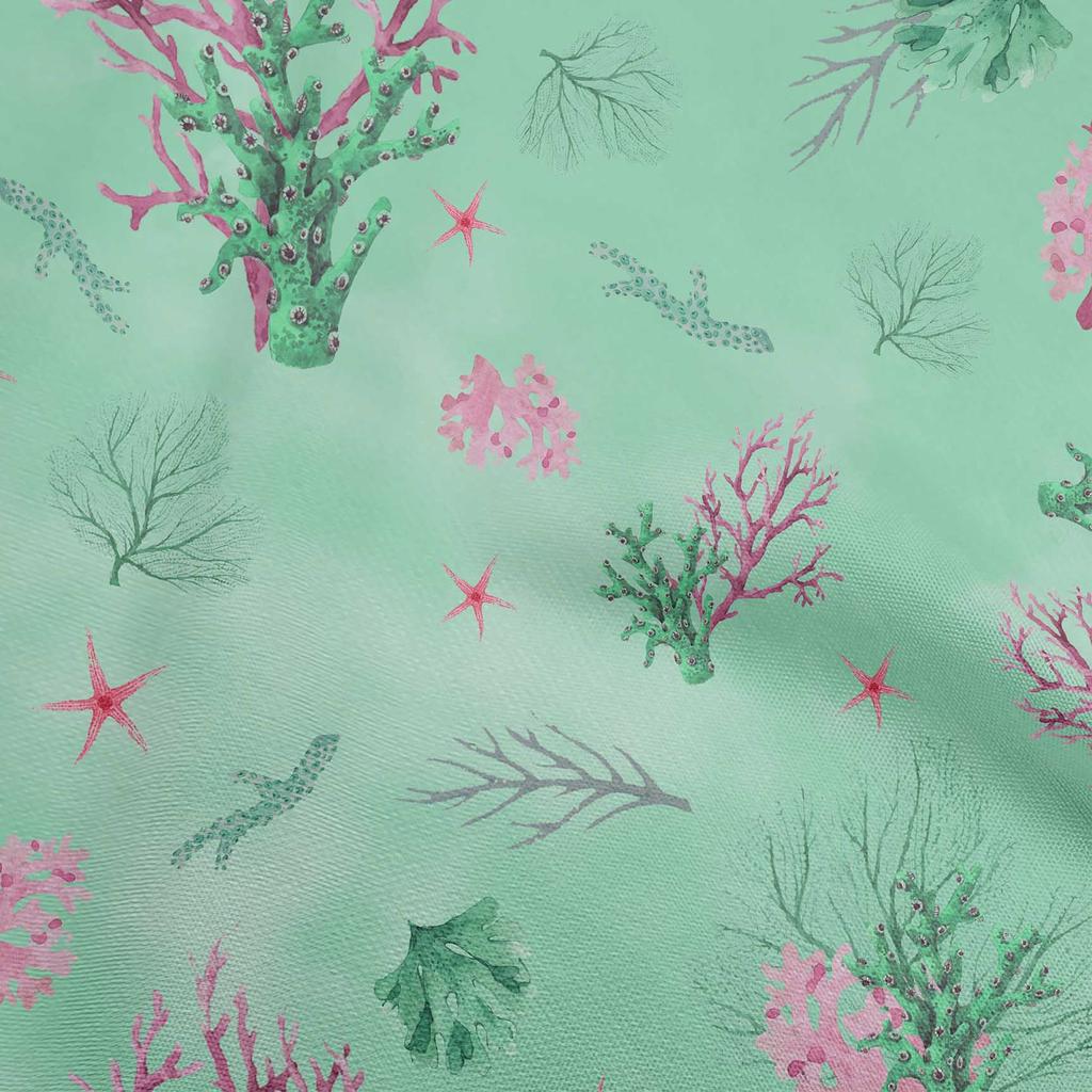 oneOone Cotton Flex Bluish Violet Fabric Sea Corals Quilting Supplies Print Sewing Fabric By The Yard 40 Inch