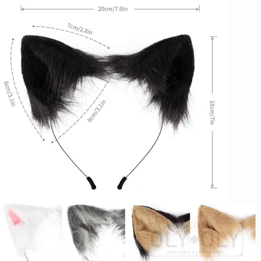 Набор из 2 симпатичных хвостов для косплея на рождественскую вечеринку, маскировка, белая лиса, белая кошка, белая собака, хвост, лисьи уши, собачьи уши, накладные уши, волк сиба, енотовидные кошачьи уши