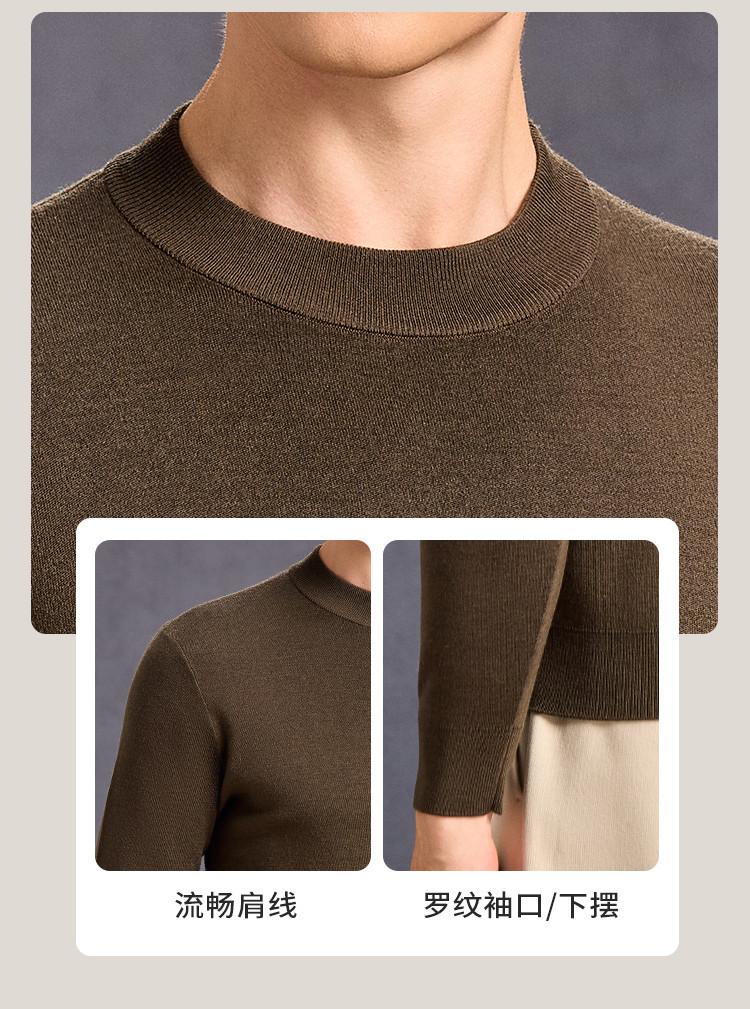 [Machine Washable Woolen] Four Flat Thickened Half High Neck Woolen Sweater for Men, Solid Color Warm Autumn/Winter Base Sweater