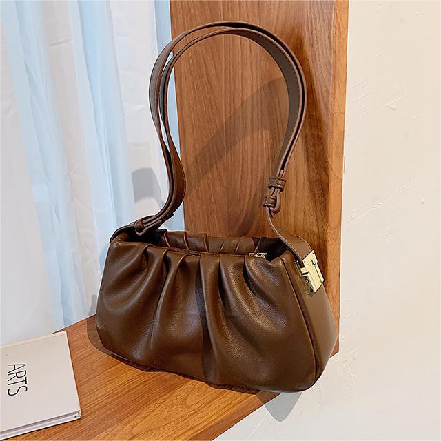 Niche Design Fashionable Simple Bag Women's Bag Retro Texture Messenger Bag Popular Pleated Underarm Bag