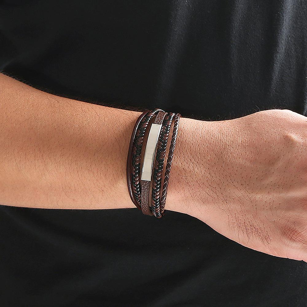 Hand-Woven Leather Bracelet Men Fashion Multi-layer Design Bracelet For Men Jewelry Gift