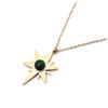 [Q5027] - Gold Malachite Green 'Etoile Du Nord' Steel Designer Necklace - 25x18 Mm
