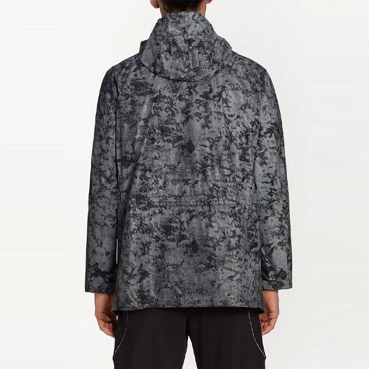 Y-3 FW21 Текстурированная светоотражающая мужская куртка средней длины с высоким воротом и капюшоном, серая GV4171