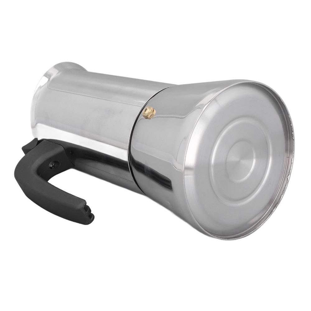 Серебристая мока-кофеварка для плиты Кофеварка эспрессо из нержавеющей стали для плиты Приготовление кофе