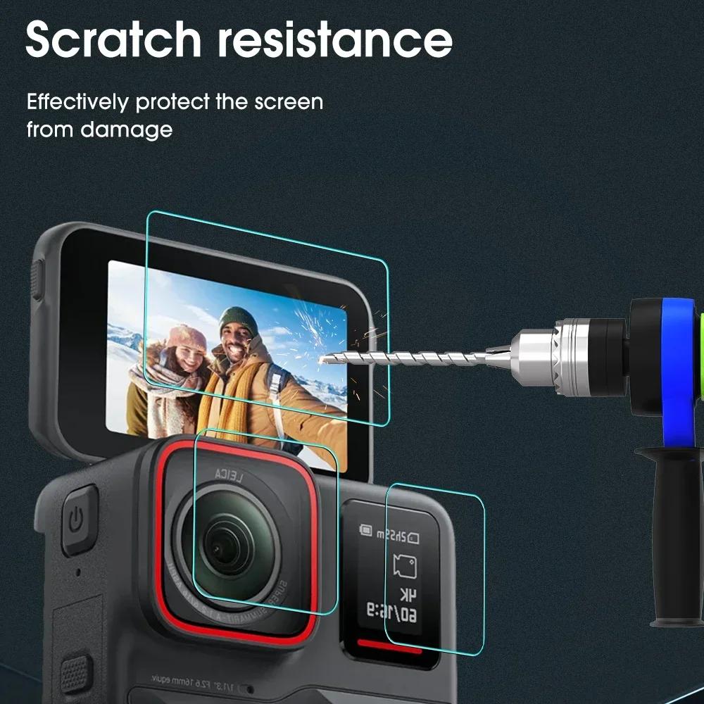 1-3 упаковки Закаленное стекло 9H для объектива и экрана Insta360 Ace Pro, Защитные пленки от царапин для камеры Insta360 Ace