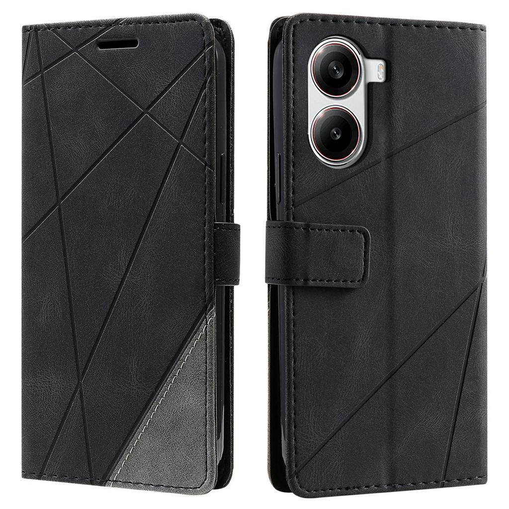 Для Xiaomi Redmi Turbo 4 5G/Poco X7 Pro 5G Чехол с тиснеными линиями, из ПУ кожи, с отделкой, кошелек, чехол для телефона