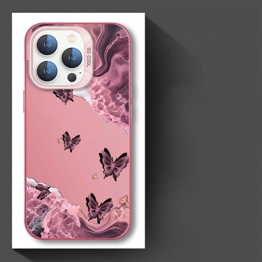 Phone Cover Case for iPhone 17 Pro Max 15 Air 14 Plus 13 16 11 12 Pro Creative Pink Sea Butterfly