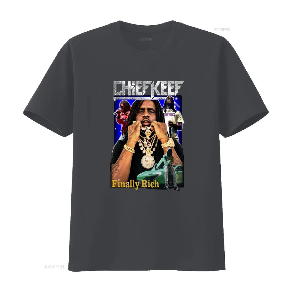 Футболка с изображением рэпера Chief Keef Черная Все размеры от S до 345XL Jm790 Винтажная стирка Слегка Унисекс Дышащая Дизайнерская одежда Мягкая