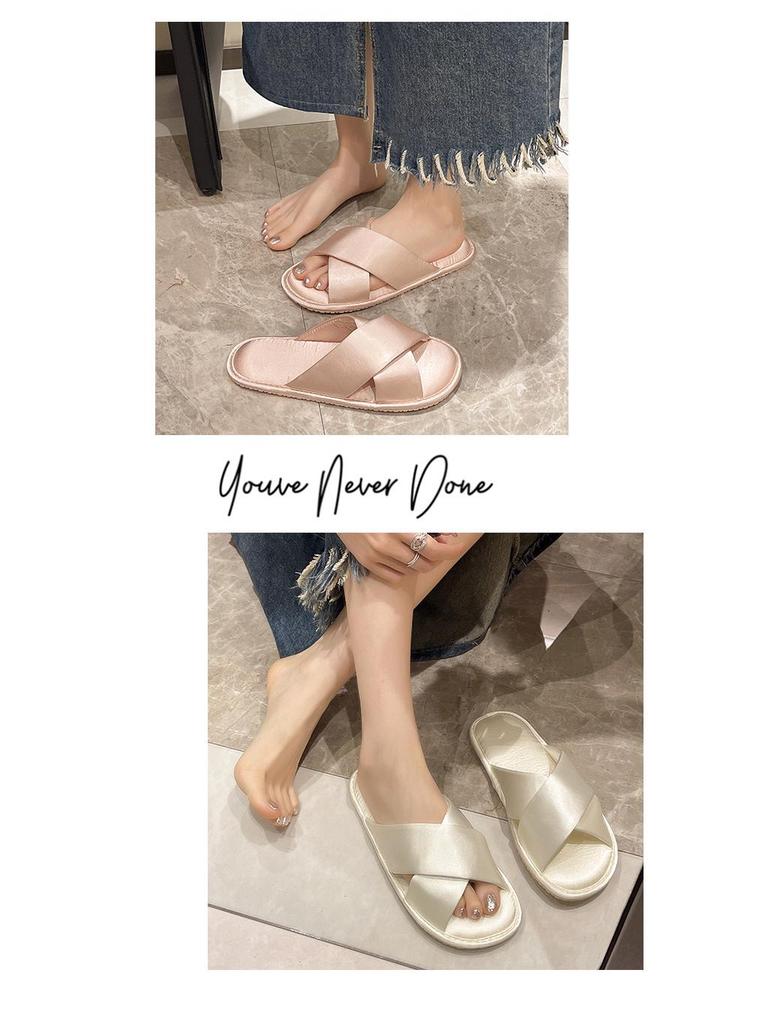 Роскошные женские домашние тапочки: Удобный, нескользящий, дезодорирующий плоский носик для использования весной, летом и осенью.