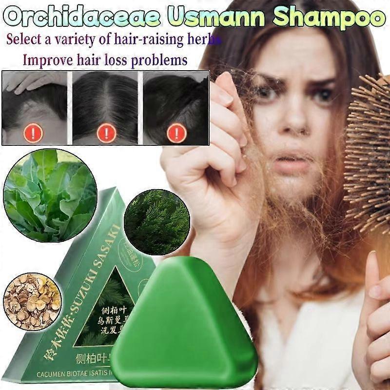 Орхидные Шампунь из травы Усма Ручной работы Твердое мыло Питание волос Контроль жирности Освежающий Пышный Успокаивающий волосяные фолликулы