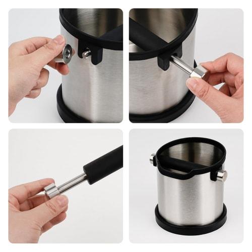 watchget Knock Box, Coffee Knock Box, Knock Box, Coffee Grounds Bucket, Large Capacity 1.8L, Removable Stainless Steel, for Home and Commercial Use, S