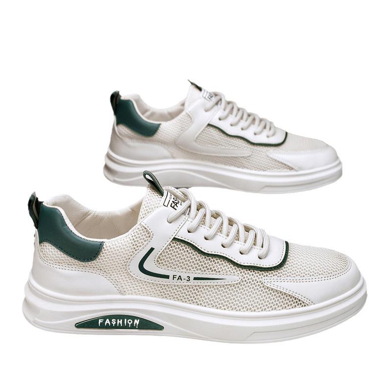 Мужские модные 2025 белые дышащие сетчатые спортивные туфли - летние износостойкие повседневные кроссовки