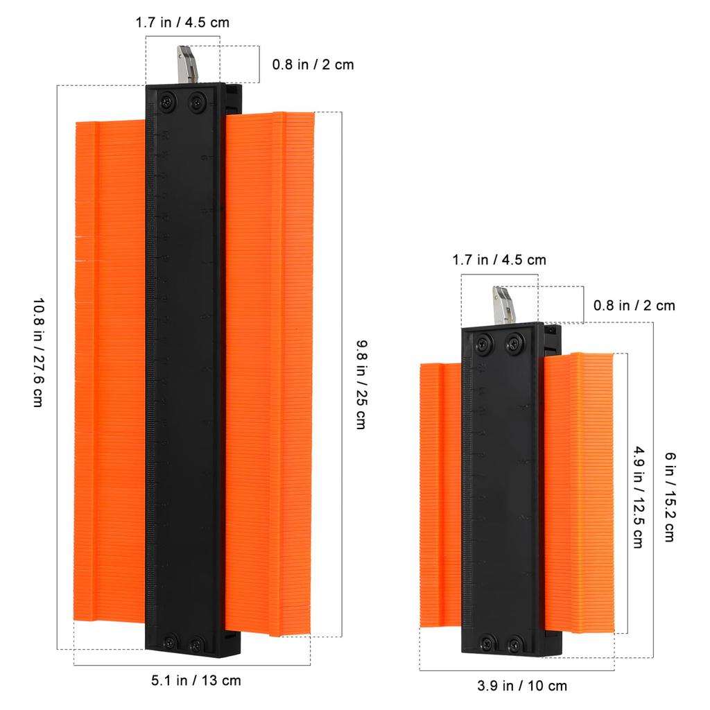 Lurrose Woodworking Measuring Set of 2 Contour Made of ABS and for Furniture Making and Convenient and Durable Tool, (5-inch + 10-inch),